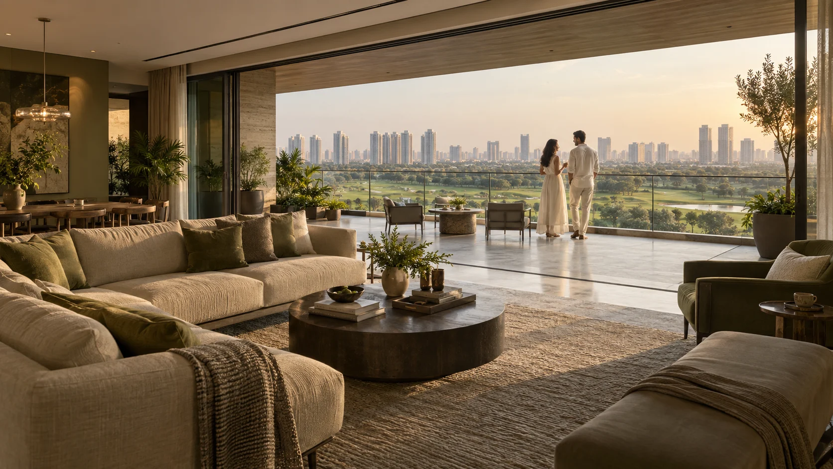 Illustrative couple enjoying a Gurgaon terrace