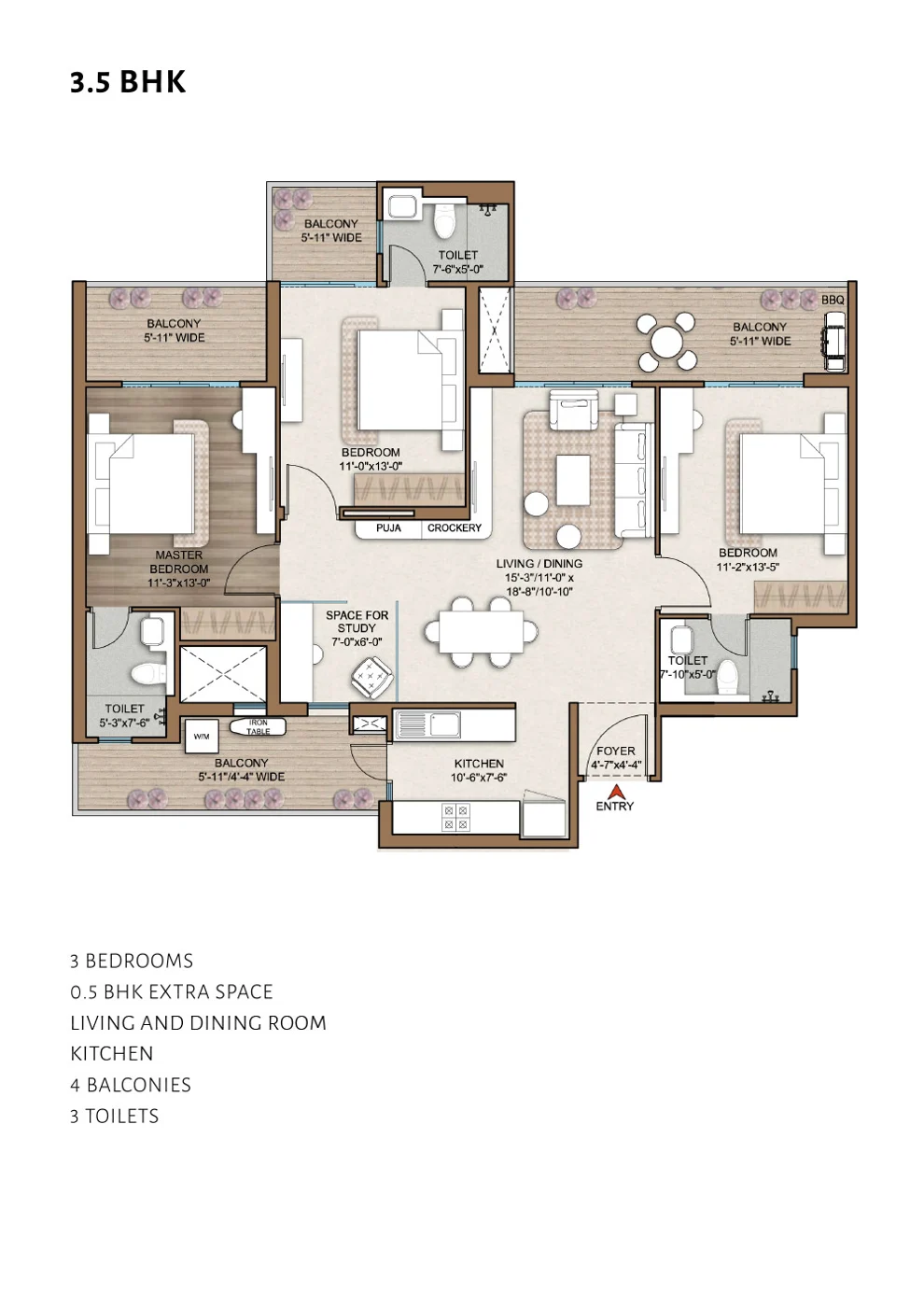 Smartworld One DXP official 3.5 BHK plan